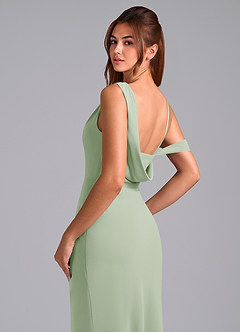 Azazie Madelyn Vestidos de damas de honor Vestido de Salvia Polvorienta de Gasa de Corte Sirena Convertible con Vestidos sin tirantes image2