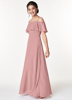 Azazie Maggie Junior Dusty Rose A-Line Off the Shoulder Chiffon Dress image5