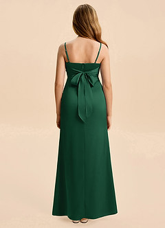 Azazie Christen Junior Dark Green A-Line Pleated Stretch Satin Dress image5