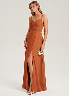 Azazie Terese Bridesmaid Dresses Cinnamon A-Line Pleated Chiffon Dress image7
