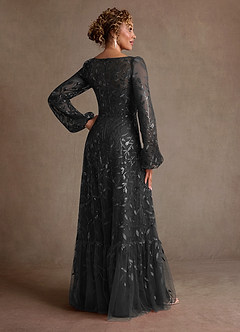 Azazie Mazie Klänningar till brudens mor Klä A-Line i Tyll Spets Svart image3