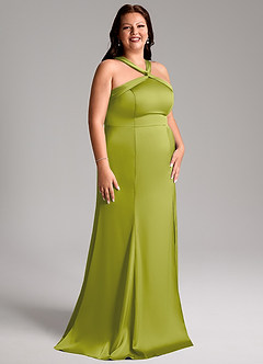 Azazie Rue Abiti da Damigella Abito Sirena in Raso Elasticizzato Plissettato Citronella image12