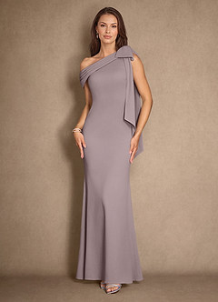 Azazie Myers Mother of the Bride Dresses Vintage Mauve Mermaid Pleated Stretch Crepe Dress image1