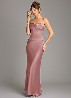 Azazie Reverie Bridesmaid Dresses Dusty Rose Mermaid Corset Stretch Satin Dress image1