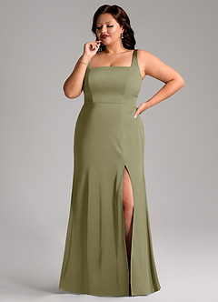 Azazie Frostine Bridesmaid Dresses Pistachio A-Line Bow Stretch Satin Dress image10