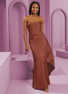 Barbie ♥ Azazie Bridesmaid Dresses Auburn Sheath Strapless Stretch Satin Convertible Dress image1