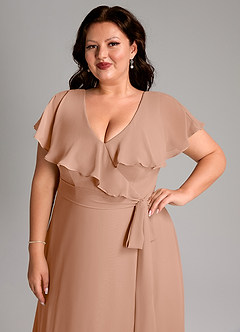 Azazie Lainey Bridesmaid Dresses Champagne Rose A-Line with Pockets Chiffon Dress image13