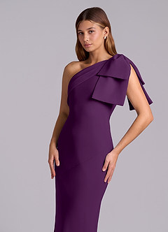 Azazie Yuanna 신부 들러리 드레스 인어 한쪽 어깨 쉬폰 바닥 길이 드레스 image7