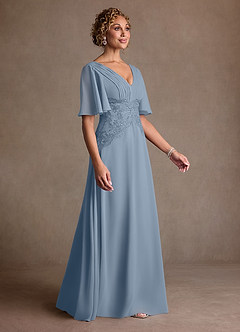 Azazie Milliat Suknie dla Matki Panny Młodej Linia A Koronka Szyfon Długość podłogi Sukienka image2