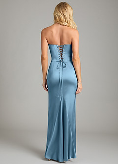 Azazie Sorrel Bridesmaid Dresses Steel Blue Mermaid Strapless Stretch Satin Convertible Dress image7