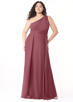 Azazie Dallas Bridesmaid Dresses Desert Rose A-Line One Shoulder Chiffon Dress image6