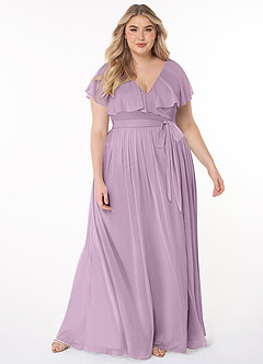 Azazie Jael Bridesmaid Dresses Wisteria A-Line V-Neck Mesh Dress image7