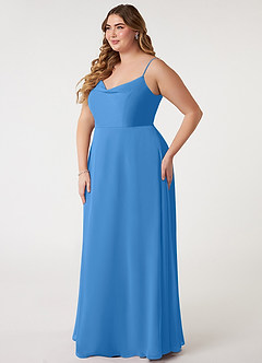 Azazie Daenerys Abiti da Damigella Abito A-Line in Chiffon con Scollo a Cappuccio Blue Jay image10