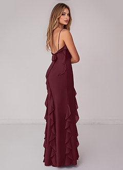 Azazie Malia Bridesmaid Dresses Cabernet Sheath Ruched Chiffon Dress image5