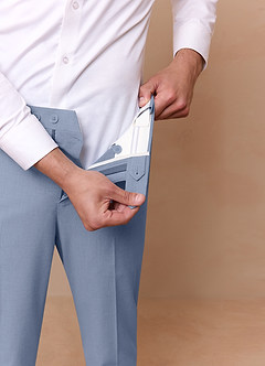front Savile Light Blue Wool Blend Dress Pants
