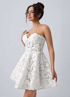 Mireille Weiß Trägerloses Minikleid aus floraler Spitze mit Korsett-Schnitt image5