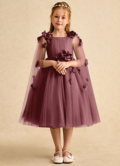 Azazie Staria Blumenmädchenkleider Ballkleid Gestreift Tüll Kleid Wüstenrose image1