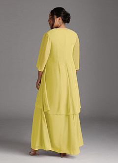 Azazie Manuella Mère de la mariée Robes Robe Trapèze en Mousseline de soie Col V plissé Canari image15