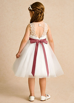 Azazie Lettie Jurken voor bloemenmeisjes Baljurk Jurk van Kant Ivoor Antiek Roze image2