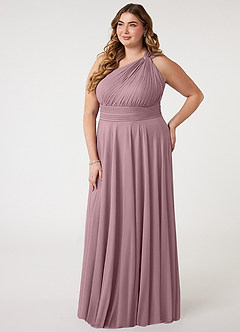 Azazie Charlize Bridesmaid Dresses Dusty Rose A-Line One Shoulder Mesh Dress image8