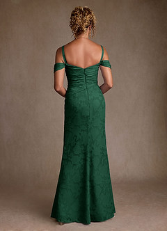 Azazie Irene Mother of the Bride Dresses Dark Green A-Line Off the Shoulder Floral Burnout Dress image4