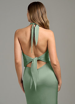 Azazie Francesca Bridesmaid Dresses Matcha Sheath Stretch Satin Dress image6