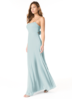 Azazie Rae Bridesmaid Dresses Mist A-Line Bow Mesh Dress image4