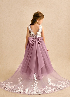 Azazie Mixie Robe Demoiselle D'honneur Fillette Robe Princesse en Dentelle Mauve Vintage image1