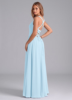 Azazie Francis Abiti da Damigella Abito A-Line in Chiffon Corsetto Azzurro image2