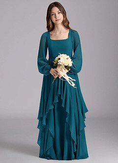 Azazie Clara Junior Klänning av A-Line i Chiffong Blouson image7