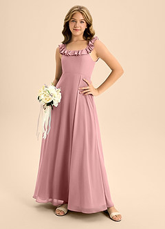 Azazie Callie Junior Desert Rose A-Line Ruched Chiffon Dress image6