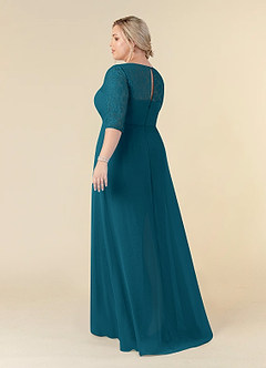 Azazie Leonine Mother of the Bride Dresses Ink Blue A-Line Scoop lace Chiffon Dress image11