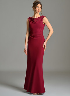 Azazie Kieryn Bridesmaid Dresses Burgundy Mermaid Pleated Chiffon Dress image1