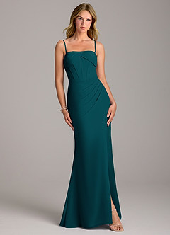 Azazie Chantel Bridesmaid Dresses Pine Sheath Strapless Chiffon Convertible Dress image4