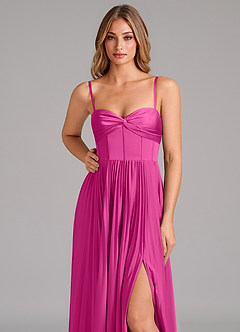 Azazie Akiko Bridesmaid Dresses Fuchsia A-Line Sweetheart Neckline Stretch Satin Dress image8