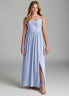 Azazie Zeya Junior Ice A-Line Chiffon Dress image3
