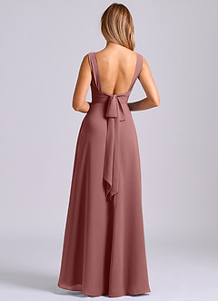 Azazie Beatrice Brautjungfernkleider A-Linie Herzausschnitt Chiffon Kleid Wüstenrose image2