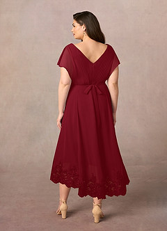 Azazie Palana Mother of the Bride Dresses Burgundy A-Line Lace Chiffon Dress image9