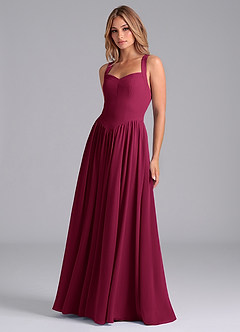 Azazie Francis Bridesmaid Dresses Burgundy A-Line Corset Chiffon Dress image5