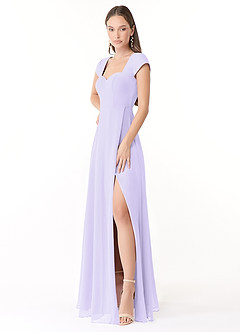 Azazie Hainsly Bridesmaid Dresses Lilac A-Line Sweetheart Neckline Chiffon Dress image3