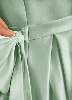 Azazie Pearl Flower Girl Dresses Agave Ball-Gown Pleated Matte Satin Dress image9