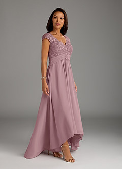 Azazie Irmeli Mother of the Bride Dresses Dusty Rose A-Line Lace Chiffon Dress image5