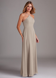 Azazie Bailey Brautjungfernkleider A-Linie Halter Seitenschlitz Chiffon Kleid Frost image6