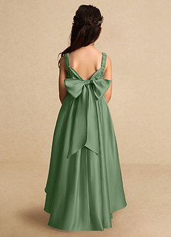 Azazie Kat Flower Girl Dresses Matcha A-Line Pleated Matte Satin Dress image2