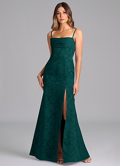 Azazie Saige Bridesmaid Dresses Pine A-Line Off the Shoulder Floral Burnout Convertible Dress image3