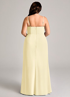 Azazie Maci Vestidos de damas de honor Vestido de Sorbete De Limón de Gasa de Corte Recto con Plisado image9