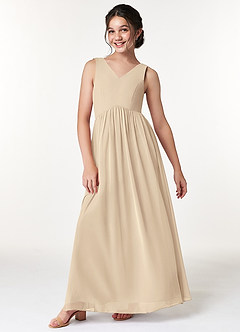 Azazie Oceana A-Line Pleated Chiffon Floor-Length Junior Bridesmaid Dress image6