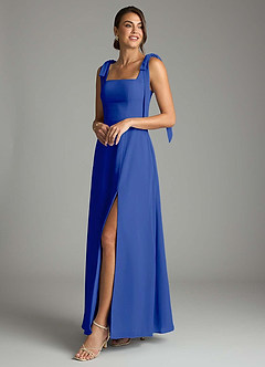 Azazie Debra Robes de demoiselle d'honneur Robe Trapèze Convertible en Mousseline de soie avec poches Bleu Roi image8