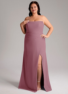 Azazie Leonis Bridesmaid Dresses Vintage Mauve Sheath Strapless Chiffon Convertible Dress image12
