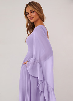 Barbie ♥ Azazie Bridesmaid Dresses Lilac A-Line Long Sleeve Chiffon Dress image6